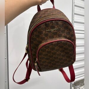 KARL LAGERFELD mini brown backpack with red straps